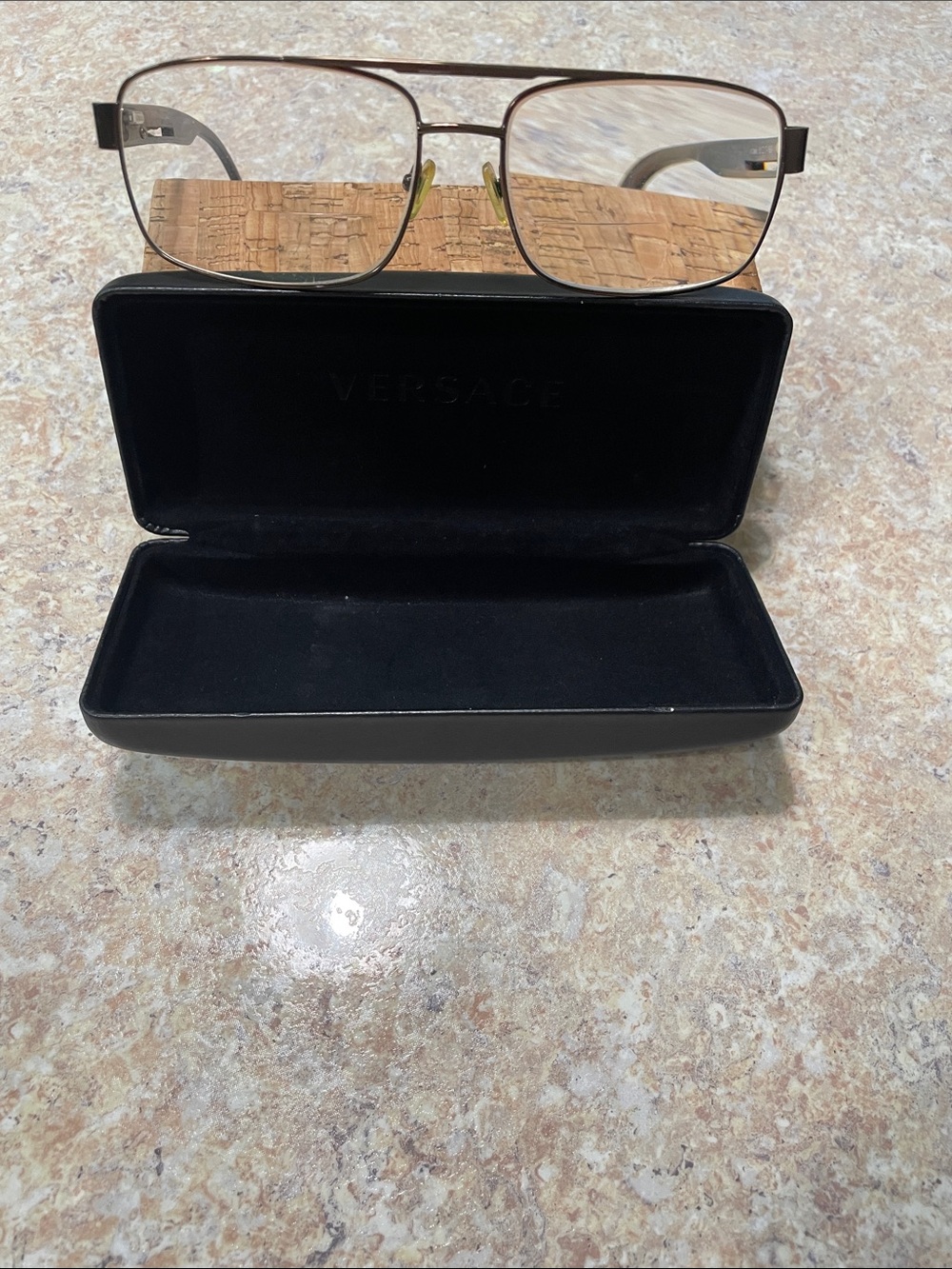 Versace Men’s Metal Aviator Glasses in Brown and Gold